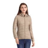 SANTELON Women Fashion Ultralight Padded Puffer Jacket Coat Lady Soild Lightweight Warm Outwear With Detachable Hood Storage Bag