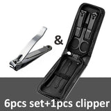 Ouriner 6-18Pcs Portable Manicure Sets Pedicure Kits Bright Black Nail Clipper Set Personal Care Tools Eyebrow Scissors