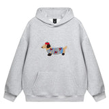 Unisex Hooded Sweatshirt Chinese Style Printed Loose Fit Couple Top Autumn Winter Casual Streetwear Minimalist Pullover