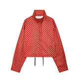 MUJER Polka Dot Bomber Jackets for Women Oversized Cropped Jacket Woman Long Sleeve Women's Jacket Fashion Winter Coat Female