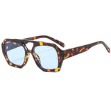 Hiking Women Fashion Polygonal Double Bridge Anti Light Glasses Luxury Minimalist Leopard Pattern Design Eyeglasses UV400