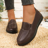 Women's Spring Autumn Leather Loafers Floral Embossed Slip‑On Flats Anti‑Slip Comfort Casual Mom Daily Walking Free Shipping