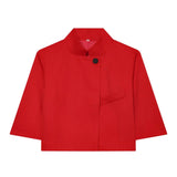 Women's Cropped Short Blazer New 2026 Spring Summer High-Neck Short Sleeve Button Simple Solid Women Coat Female Chic Tops