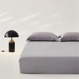 3pcs Set 100% Mulberry Silk Bed Sheet Set with 1pc Fitted Sheet and 2pcs Pillowcase Mattress Cover for Double King Queen Size