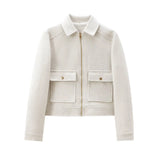 Women's Zipper Jacket Coat New Winter Long Sleeve Pocket Outerwear Coat Short Street Elegant Women's Jacket