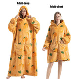 Women Plush Fleece Blanket Men Warm Thick Hoodies Adult Giant TV Blanlets with Sleeves Super Long Cold-proof Homewear Pajamas