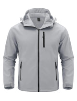TACVASEN Hooded Rain Softshell Jacket Mens Fleece Lined Waterproof Jacket Work Jacket Outdoor Trekking Hiking Windbreaker Male