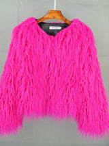 Colorful Warm Faux Women Fur Coat  Black White Pink Plush Coat Female Jacket Fur Autumn Winter Shaggy Outerwear High Street 2025