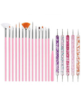 20Pcs Black Nail Art Brush Set Nail Gel Polish Painting Brush Drawing Pen Uv Gel Polish Nail Liner Brush And Nail Dotting Pen For Gel Polish Diy Manicure Salon At Home