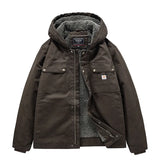 New Fashion Men Hooded Fleece Warm Down Jackets Casual Fit Coats Quality Male Cotton Multi-pockets Cargo Jackets Tooling Coats 4