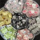 120PCS Box Mixed Hello Kitty 3D Nail Charms Cute Cartoon Resin Ornaments Kawaii DIY Nail Art Manicure Decor Accessories