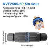 IP68 Waterproof Cable Connector Quick Connection KVSF-15 2 in 2 out 2/3/4/5 Pin Electrical Terminal Adapter Wire Connector