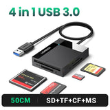 UGREEN Card Reader 4-in-1 USB3.0/USB-C SD Micro SD TF CF MS Compact Flash Card Adapter for Laptop PC Multi OTG Smart Card Reader