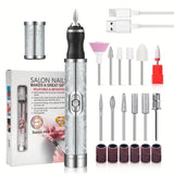 LINMANDA Rechargeable Electric Nail Grinder Nail Polishing Machine Portable Mini Electric Driil Pedicure Kit for Home Salon