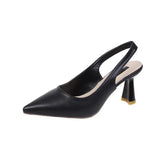 Summer Fashion New Breathable Pointed Toe Stiletto Heel PU Comfortable and Elegant Women's Shoes Shallow Mouth Sexy Sandals