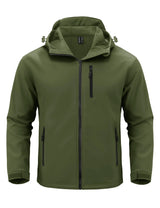 TACVASEN Hooded Rain Softshell Jacket Mens Fleece Lined Waterproof Jacket Work Jacket Outdoor Trekking Hiking Windbreaker Male