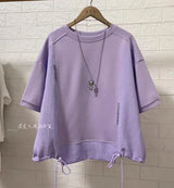 White Hoodie Women Long Sleeve Drawstring Casual Sweatshirts