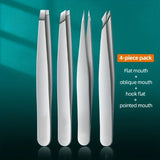 Ouriner Eyebrow Tweezers Set 4 Pcs Stainless Steel Eyebrow Forceps Professional Beauty Tool Set For Facial Hair Inward Growing