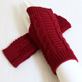 Women Stylish Hand Warmer Winter Gloves Arm Crochet Knitting Faux Wool Mitten Warm Fingerless Glove Twist Pattern Women Gloves