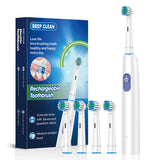 Electric Rotating Toothbrush Deep Clean Whitening Teeth for Adult Rechargeable Toothbrush with 4/8pcs Replacement Heads