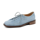 Women Loafer Lace-up 2025 New Spring Shoes Women Suede Genuine Leather Women Oxford Shoes Large Size British Style Women Shoes