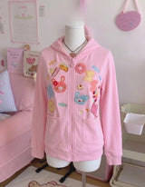 Japanese Cute Coat Embroidery Rabbit Ear Hooded Subculture Kawaii Y2k Tops Casual Fashion Sweet Coats Ropa Mujer Women Clothing