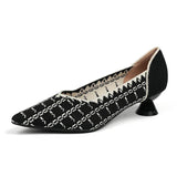 New Knitted Dress Shoes for Women Fashion Leopard Print Pointed Toe Shallow Designer Pumps Elegant Party Banquet Heels Ladies
