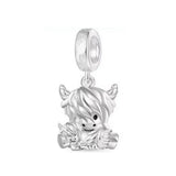 Fashionable 925 Sterling Silver Highland Cow Animal Pendant Suitable for Bracelets, Necklaces, DIY Women's Jewelry Accessories