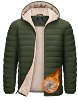 TACVASEN Men's Puffer Jacket Winter Warm Hooded Sherpa Lined Water Resistant Windproof Insulated Jacket Warm Winter Puffy Coat