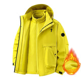 New Autumn and Winter Three in One Outdoor Jacket for Couples Warm Hooded Waterproof Two-piece Set Windbreaker Hiking Jacket