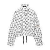 Polka Dot Print Short Coats Women's High Street Long Sleeve Jackets for Women 2026 Elegant Office Ladies Casual Outerwear