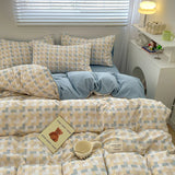 Plaid Style Bedding Set Skin-friendly Quilt Cover Pillowcase Bedsheet Home Bed Linen Sets Single/Full/Queen/King Size Bedclothes