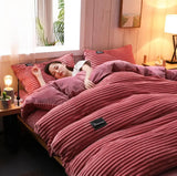 Warm Winter Duvet Cover Bedding Set Thick Solid Color Velvet Double Soft Quilt Cover Twin Queen King Comforter Cover Sets 220*24