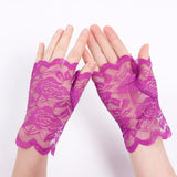 Women Short Lace Hollow-Out Fingerless Gloves Sun Protection Sleeves Mesh Thin Cycling Sexy Mittens Half Finger Handschoenen