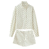 TARUXY Fashion Polka Dot Print Jacket Coat Women's Stand Collar Long Sleeved Workwear Coat Ins Hot Short Casual Female Jackets