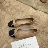 Large Size 44 45 46 47 48 Flat Shoes Women's Spring  Autumn Bow New Square Toe Shallow Ladies Shoes loafers women zapatos mujer