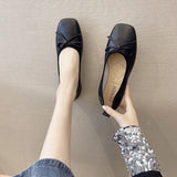 2026 Brand Women Flats Spring New Square Toe Bowknot Ladies Casual Ballet Shoes Big Size Slip on Soft Eelgant Dress Shoes 12457