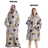 Women Plush Fleece Blanket Men Warm Thick Hoodies Adult Giant TV Blanlets with Sleeves Super Long Cold-proof Homewear Pajamas