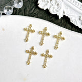 20PCS 3D Light Luxury Classic Cross Nail Charms Creative Exquisite Retro Alloy Cross Nail Art Decorations for DIY Cool Manicure