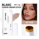 Lakerain Color Changing Foundation Stick Full Coverage Matte Finish Dual-Ended Brush & Stick Waterproof Smooth Foundation Makeup
