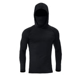 Men's Athletic Hoodie Long Sleeve Fishing Shirts, Upf 50+ Uv Sun Protection, Fitted High Stretch, Built-In Face Mask