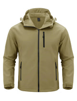 TACVASEN Hooded Rain Softshell Jacket Mens Fleece Lined Waterproof Jacket Work Jacket Outdoor Trekking Hiking Windbreaker Male