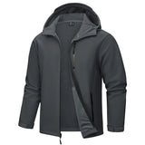 TACVASEN Hooded Softshell Jacket Mens Waterproof Rain Jacket Fleece Lined Work Jacket Outdoor Trekking Hiking Windbreaker Male