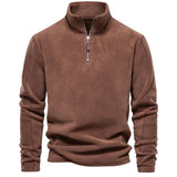 AIOPESON Brand Quality Thicken Warm Fleece Jacket for Men Zipper Neck Pullover Men's Sweatshirt Soft Shell Mens Jacket
