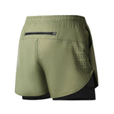 Men Quick Dry Double Layer Fitness Running Shorts