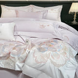 4pcs Light Luxury Style  120 Count Long Styl Cotton polyeste Embroidered Bedding Duvet Cover 200x230 220x240 Four Seasons