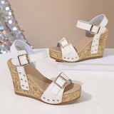 Vintage Platform Wedge Heel Ankle Strap Sandals Women Summer 2026 Thick Bottom Super High Heel Sandals Woman's Designer Shoes