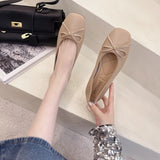 2026 Brand Women Flats Spring New Square Toe Bowknot Ladies Casual Ballet Shoes Big Size Slip on Soft Eelgant Dress Shoes 12457