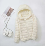 8XL Cheap Ultra Light Down Winter Warm Hooded Feather Puffer Jacket For Girl Short Spring Autumn Coat Female Women Big Size Duck