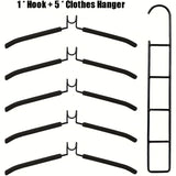 5pcs Multi-Tier Hanging Closet Hanger with Hooks Space-Saving Organizer for Closet Coats Shirts Dresses Jackets Hanging Storage